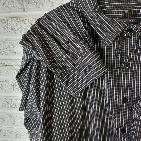 Van Heusen Mens Shirt 4XL Long Sleeve Black White Plaid Pocket PLA86XE - Picture 5 of 10